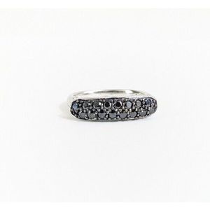 Size 7 Simulated Black Diamond CZ Sterling Silver 925 Ring